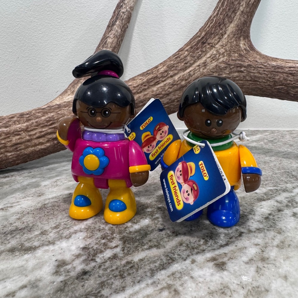 Tolo 1st Friends African American Girl Man Figures Set 87457 87456 Clicking Toy
